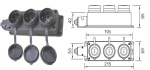 Разъем силовой - Колодка на 3 гнезда каучуковая, 1фаза-16А, 220В BEMIS IP55